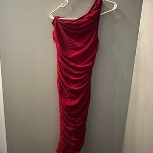 Elegant Red One-Shoulder Dress